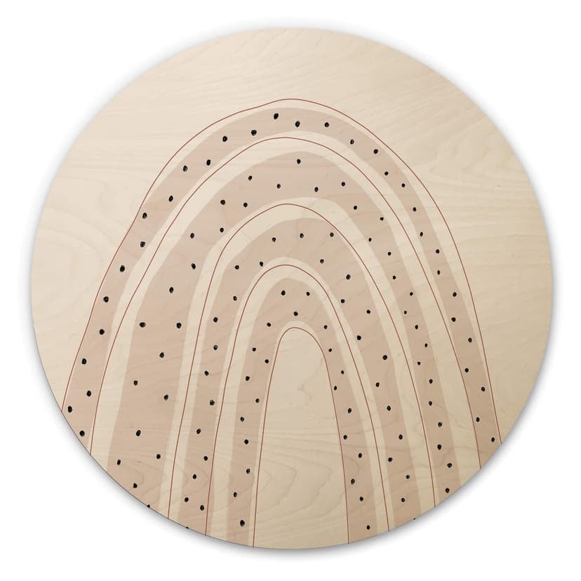 Stampa su legno uplusmestudio - Arcobaleno con puntini - Rotondo