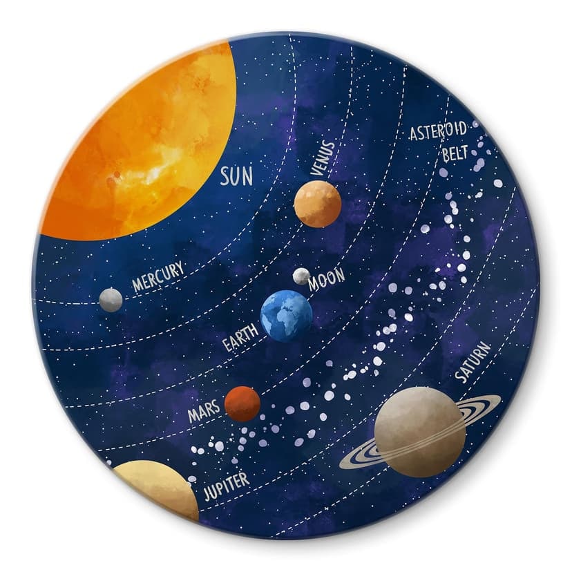 Stampa su vetro Sistema solare con pianeti e sole - Cats & Dotz - Rotondo