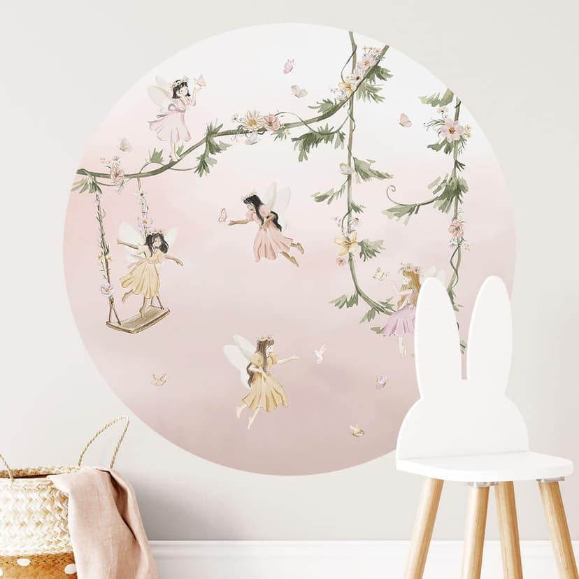 Adesivo murale Piccole fate sopra nuvole rosa - Oliver Robins