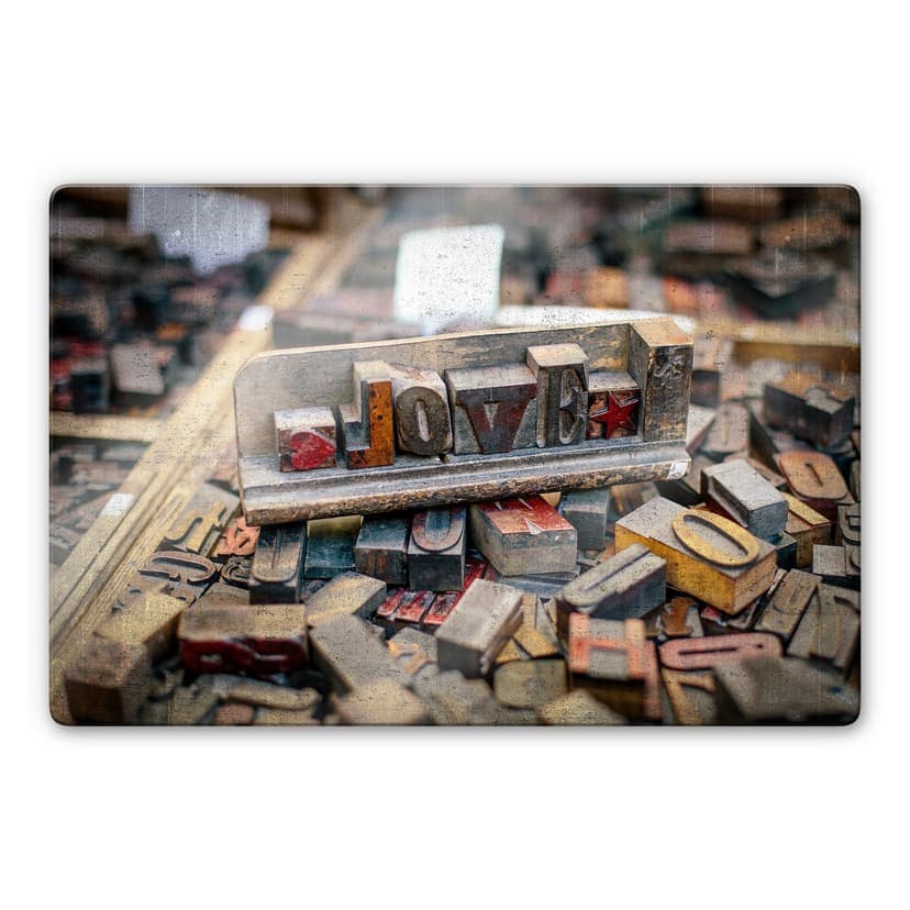 Glasbild Letternliebe