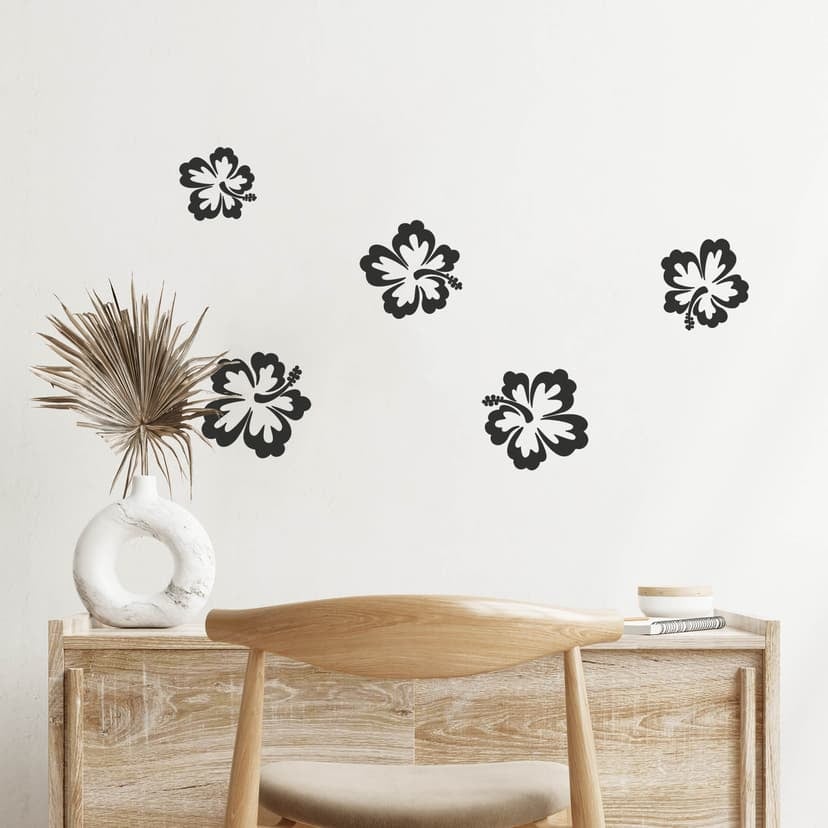 Adesivo murale - Composizione in 5 parti "fiori di ibisco"