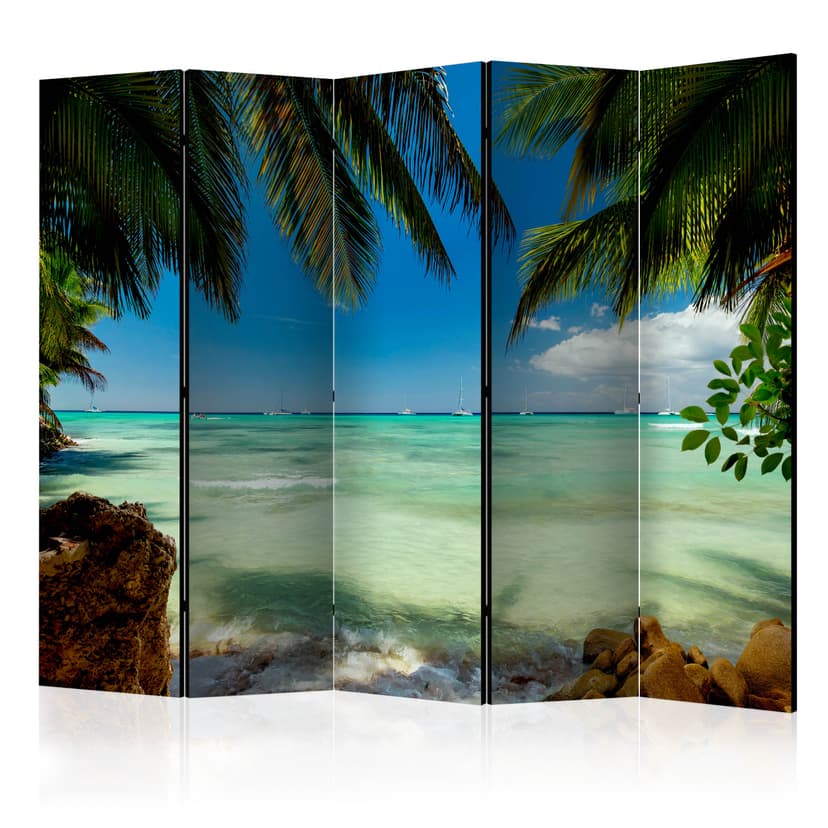 Schermo divisorio - Relax sulla spiaggia , 5 pezzi - 225x172 cm