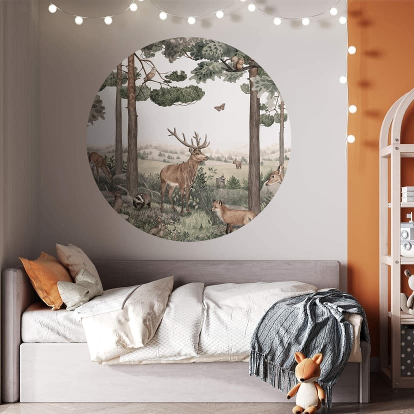 Adesivo murale di Kikki Belle - Animali nativi nella foresta - Rotondo