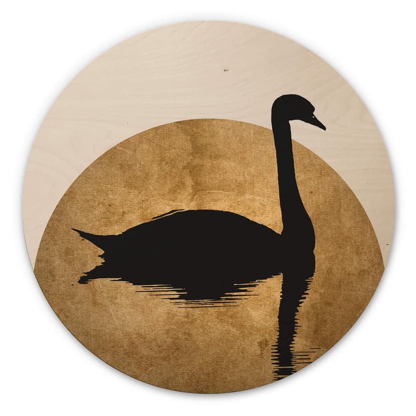 Stampa su legno Kubistika - CIgno - tondo