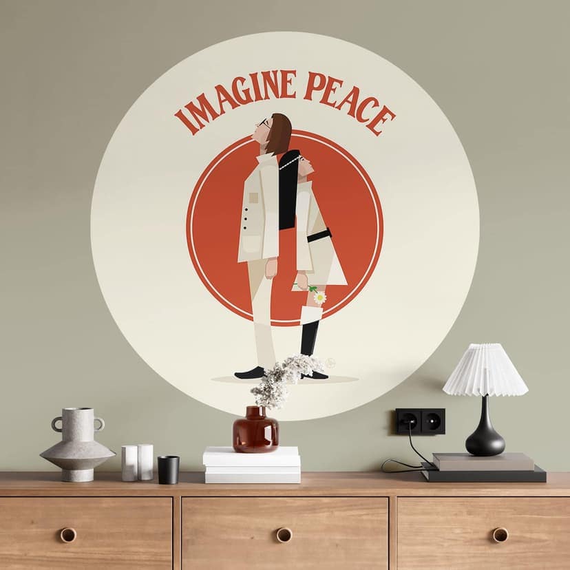 Adesivo murale Imagine Peace - Due per la pace e la speranza - Retrodromo - Rotondo