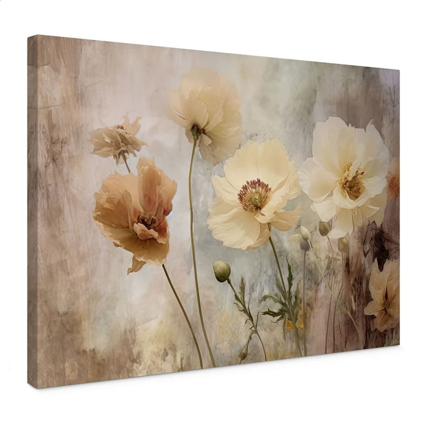 Leinwandbild Blumenpracht in warmen Pastelltönen - Paksoylu
