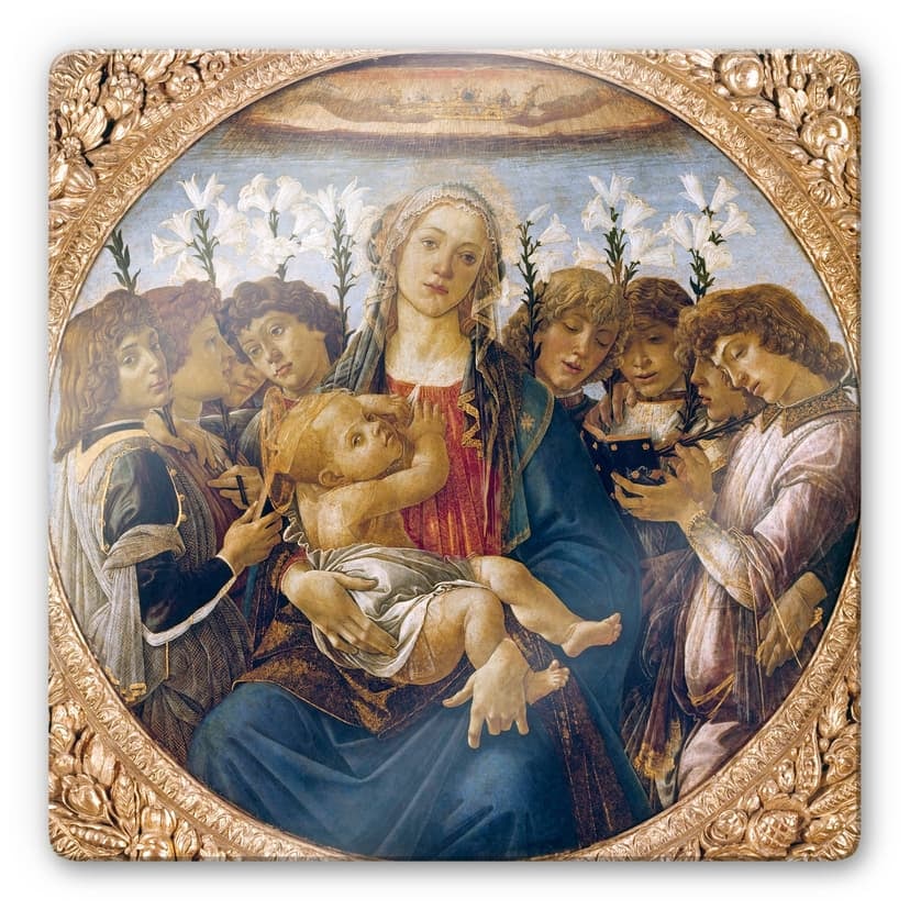 Stampa su vetro - Botticelli - Maria con bambino e angeli cantanti