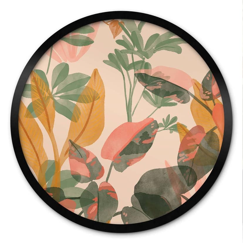 Poster giardino con piante tropicali - Goed Blauw - Rotondo