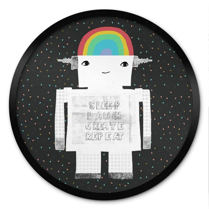 Poster Rainbow Robot Sleep Laugh Create - Treechild - Rotondo