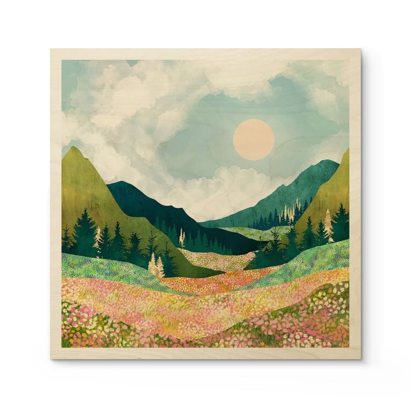 Stampa su legno Prato colorato in primavera - SpaceFrog Designs