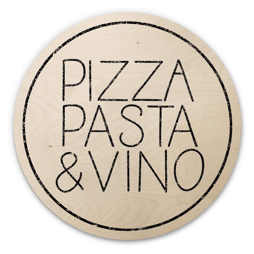 Stampa su legno Pizza Pasta & Vino tondo