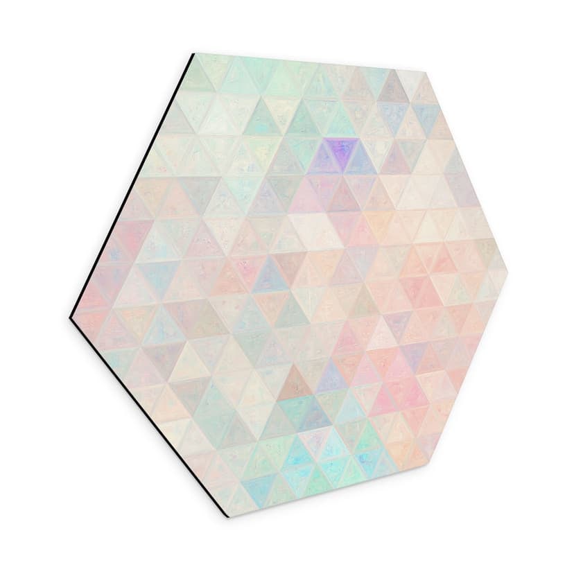 Esagono Alu-Dibond Triangoli colorati a mosaico - Jaszke