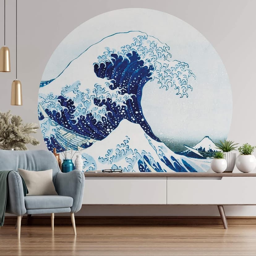 Fotomurale tondo Hokusai - La grande onda - carta da parati in tessuto non tessuto/carta da parati i