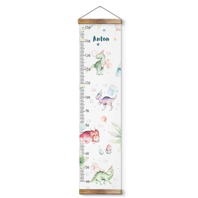 Bastone di misurazione personalizzato per bambini - Kvilis - Dinosauro - 30x120 cm