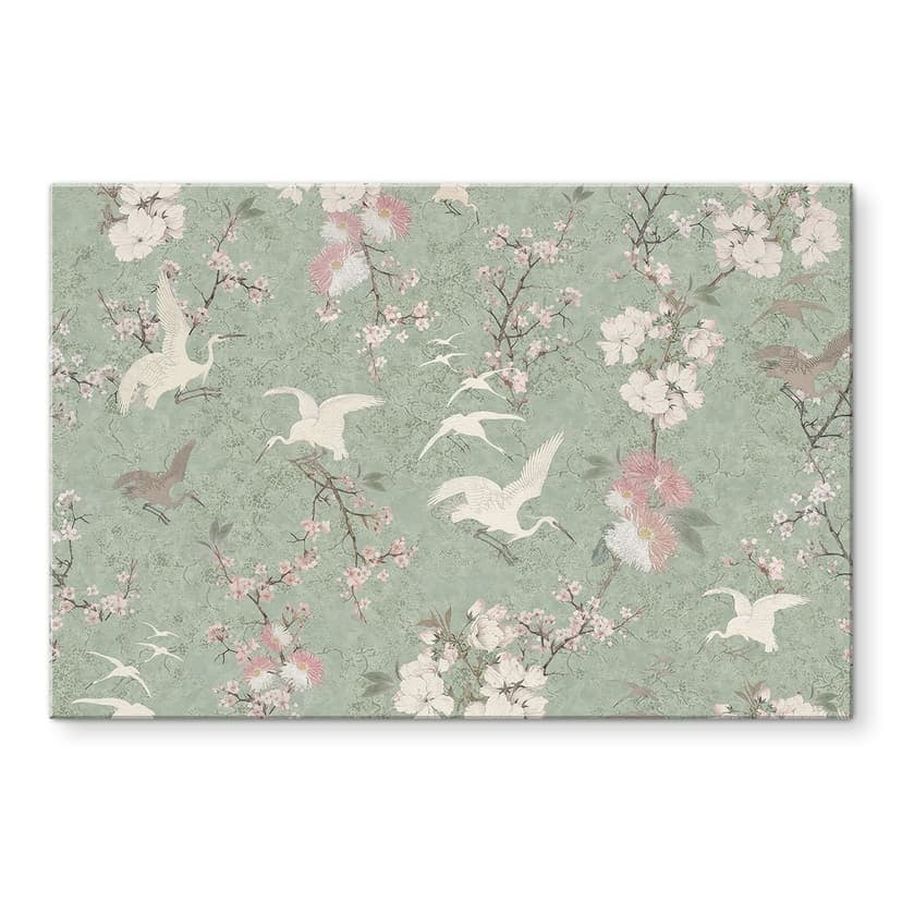 Gru da quadro in vetro con fiori di ciliegio verde - Bloomery Decor