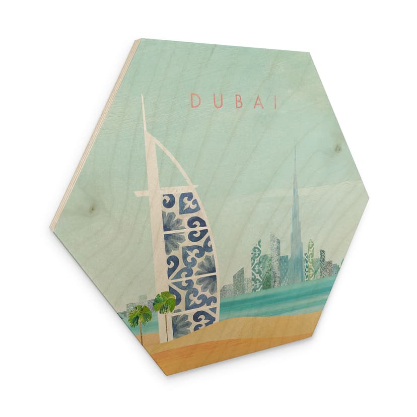 Stampa esagonale su legno Spiaggia di Dubai - Burj Al Arab - Rivers