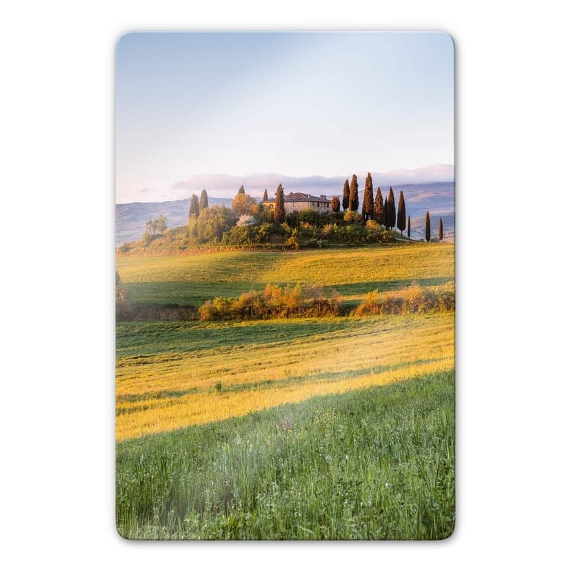 Stampa su vetro Colombo - Tramonto in Toscana
