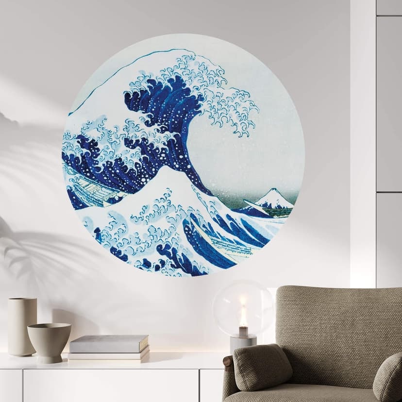 Adesivo tondo Hokusai - La grande onda