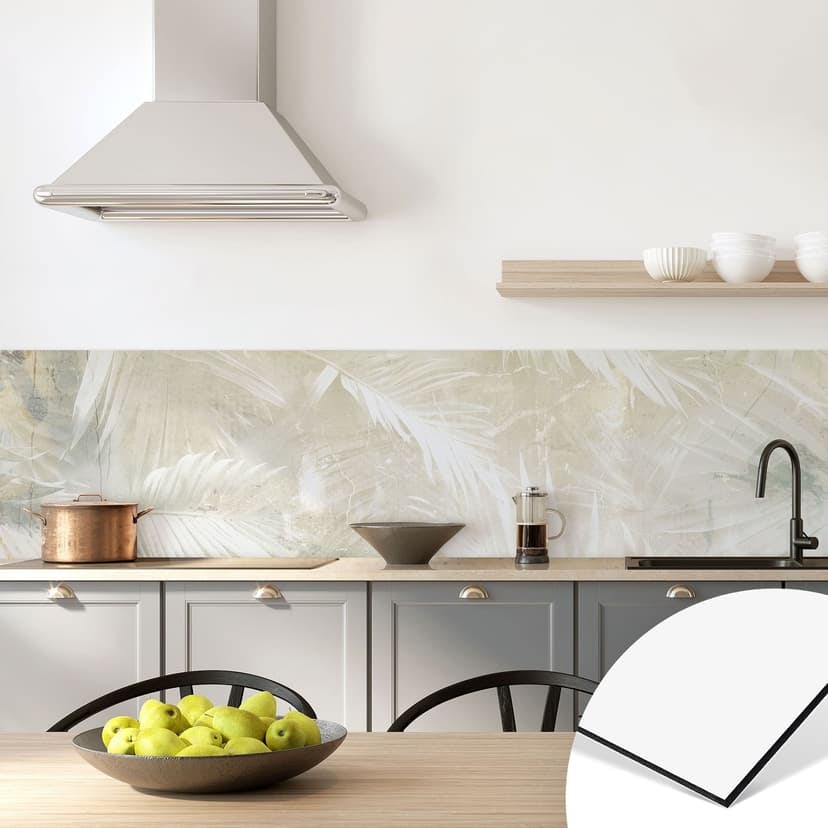 Backsplash della cucina Foglie di palma bianche astratte - Kulik