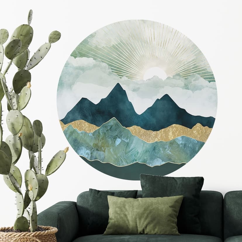 Adesivo murale Paesaggio solare in blu e oro - SpaceFrog Designs