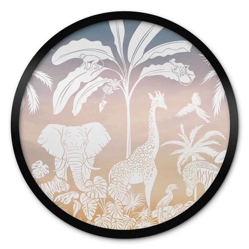 Poster "Paradiso della giungla" con animali selvatici - Ombre - Kikki Belle - Rotondo