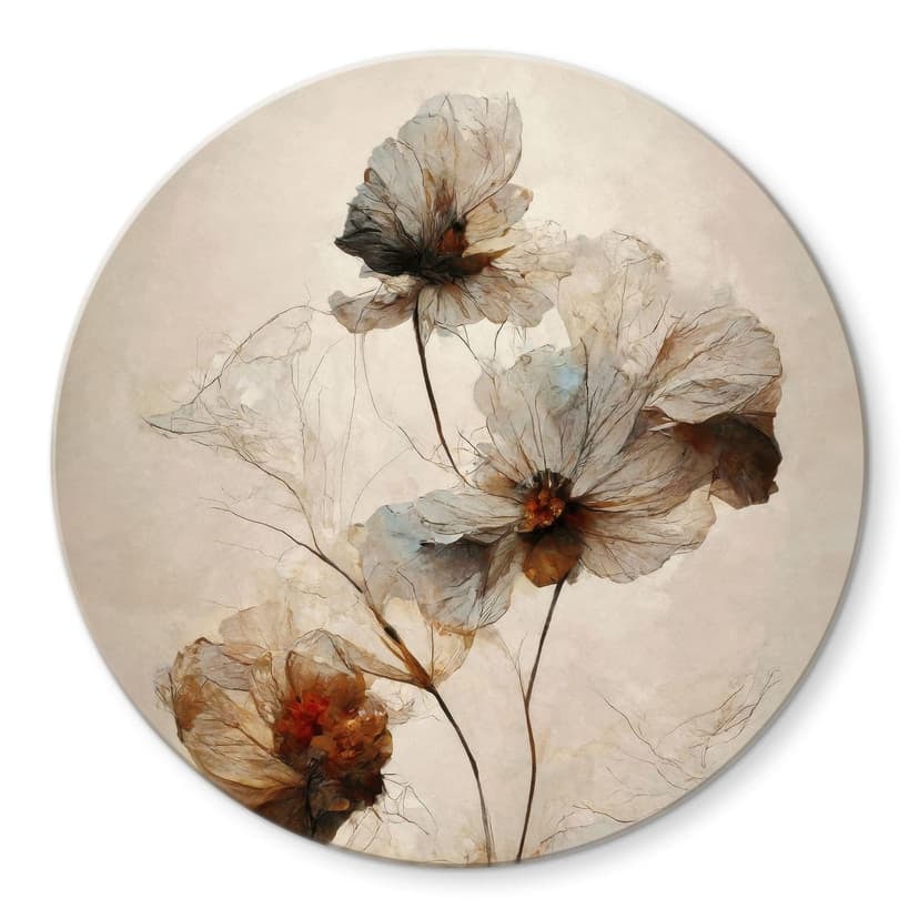Stampa su vetro Fiori secchi - Eleganza della transitorietà - Treechild - Rotondo