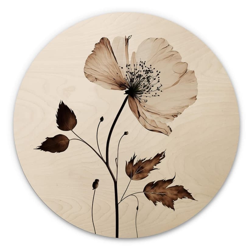 Stampa su legno Treechild - Fiore secco in crema