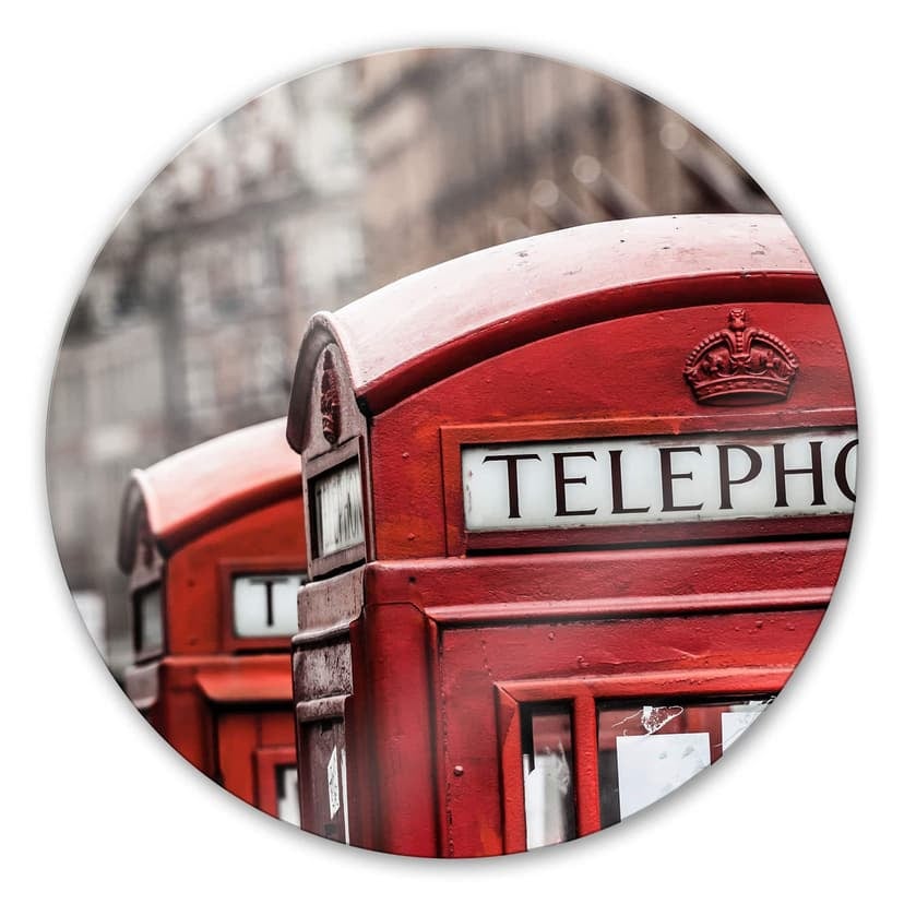 Stampa su vetro - Cabine telefoniche inglesi - tondo