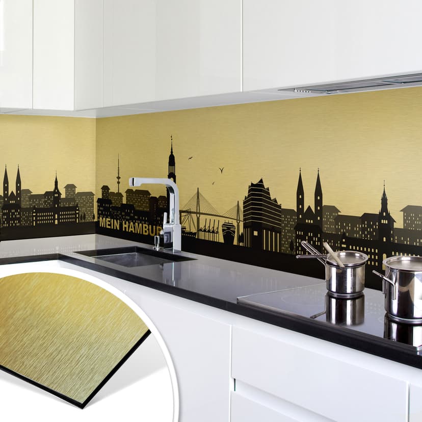 Küchenrückwand - Alu-Dibond Goldeffekt - Mein Hamb