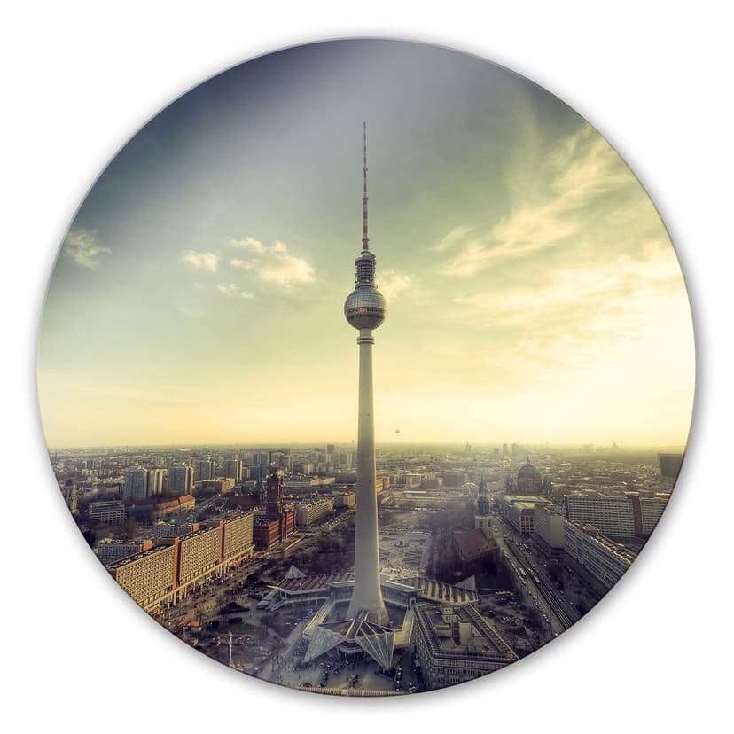 Panorama di Berlino con la torre della televisione - tondo