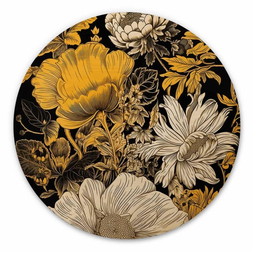Stampa su legno Splendore di fiori in ocra - Jaszke