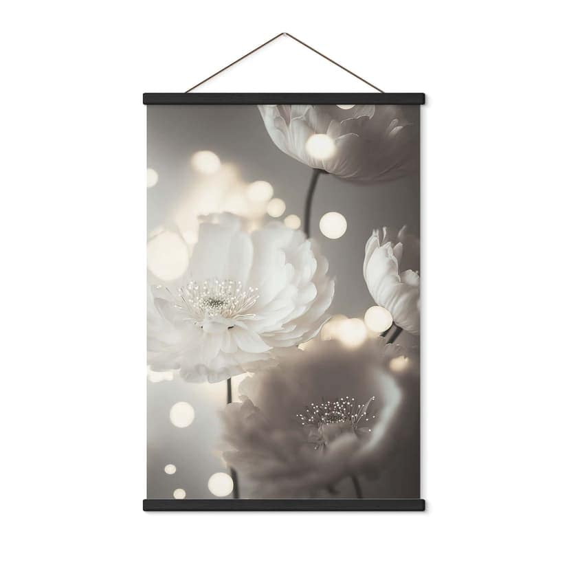 Stampe su tessuto Fiori bianchi in un mare di luci - Treechild