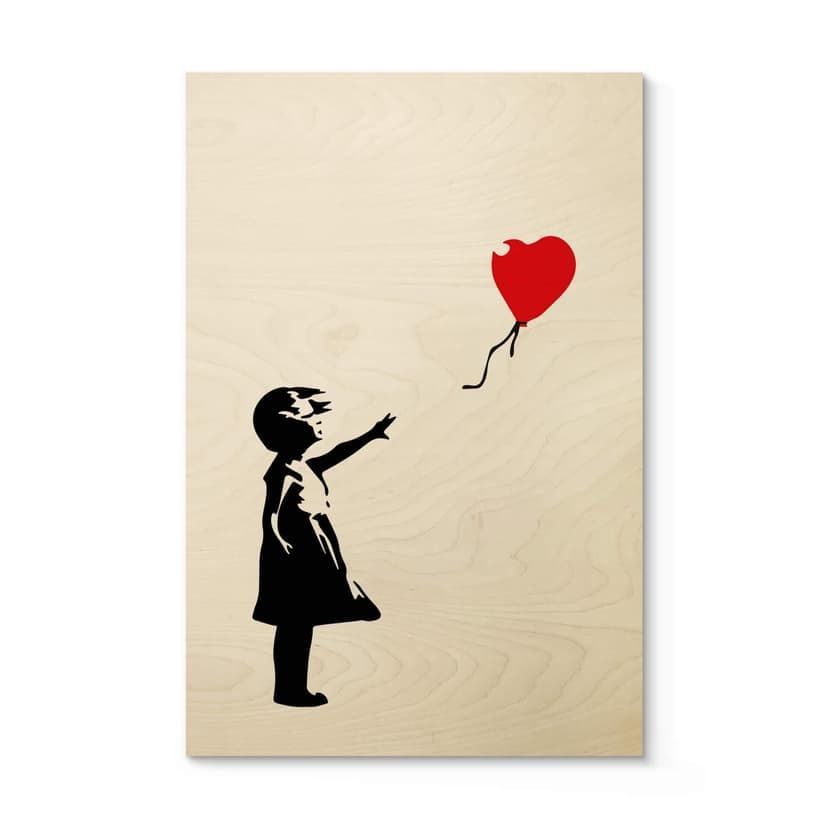 Stampa su legno Banksy - Girl with the red balloon