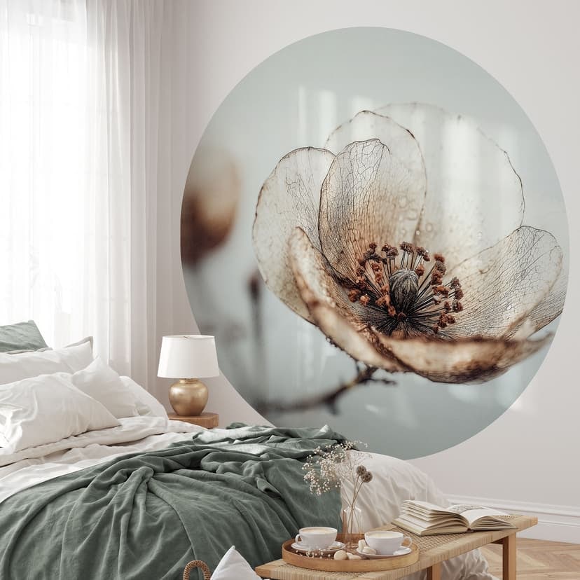 Fotomurale dry blossom beige natura poesia - Treechild - rotondo - autoadesivo/non tessuto