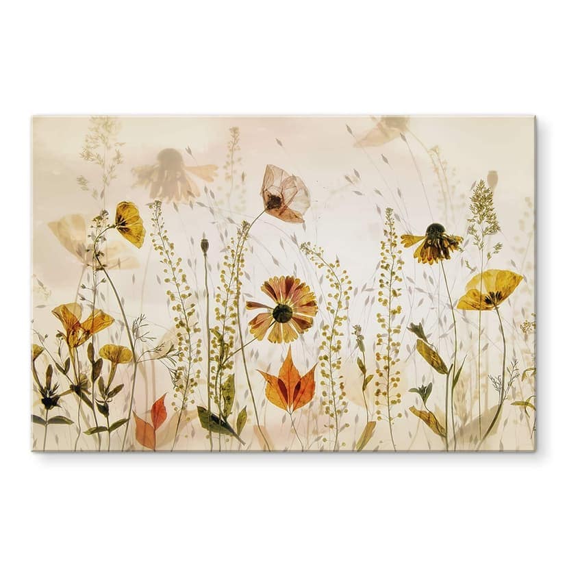 Stampa su vetro acrilico Fiori di prato selvatico alla luce del sole - Talen
