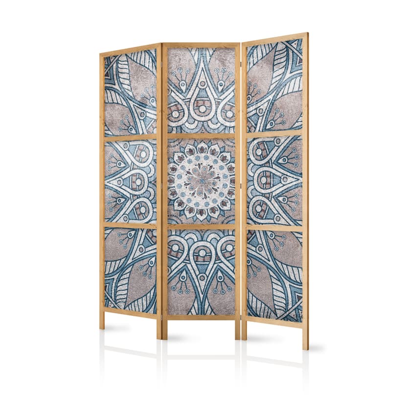 Parete divisoria pieghevole giapponese - Mandala grigio, 3 pezzi