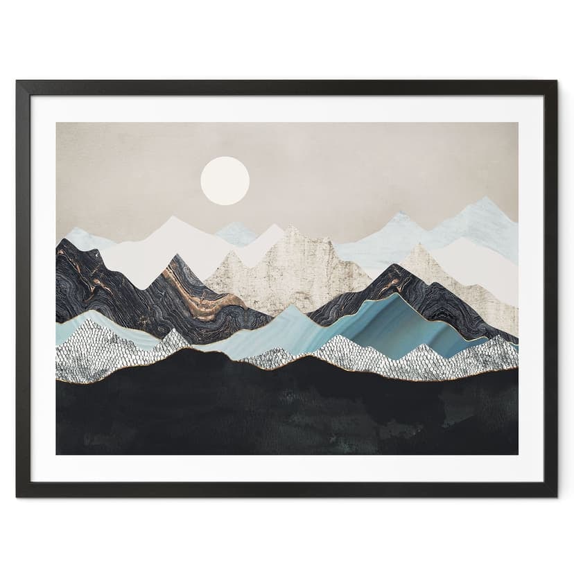 Poster Tranquillo paesaggio montano al crepuscolo - SpaceFrog Designs