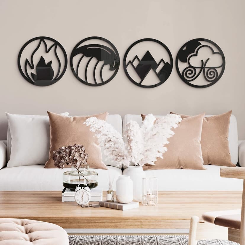 Decoro in acrilico Quattro elementi - Fuoco Acqua Terra Aria (4 parti)