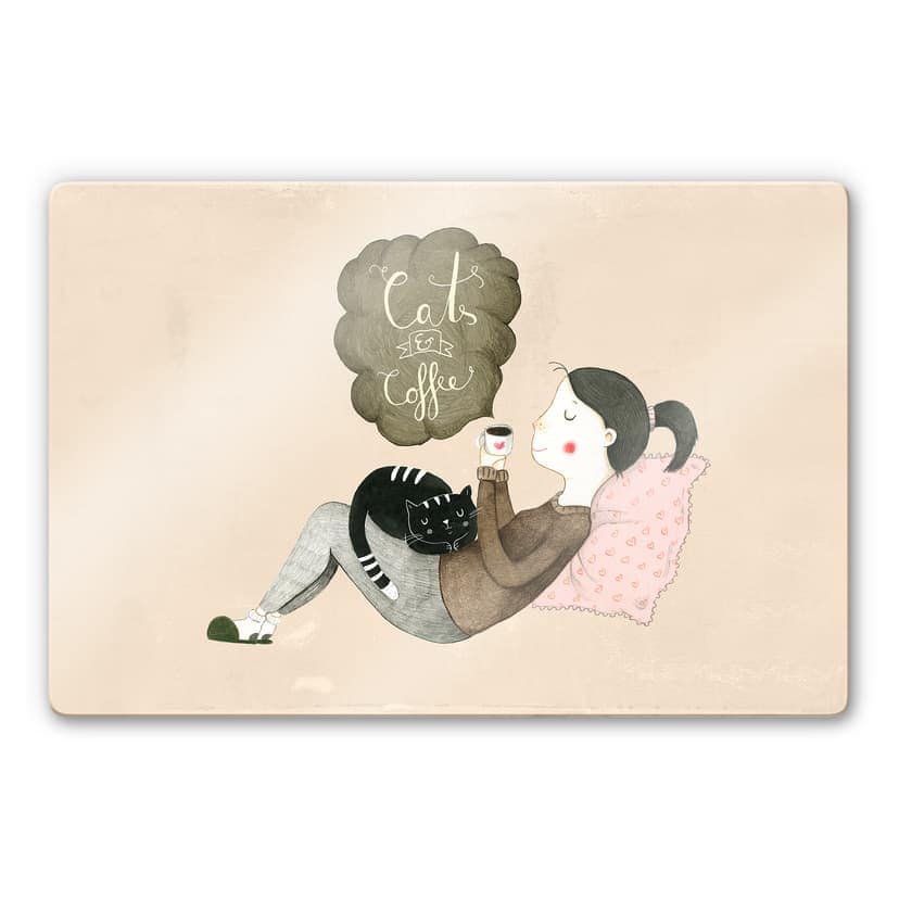 Glasbild Loske - Cats & Coffee