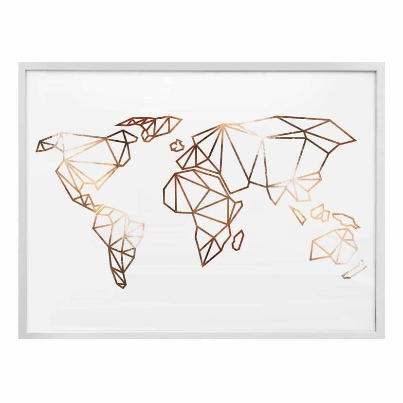Poster Origami Mappamondo - effetto ramato