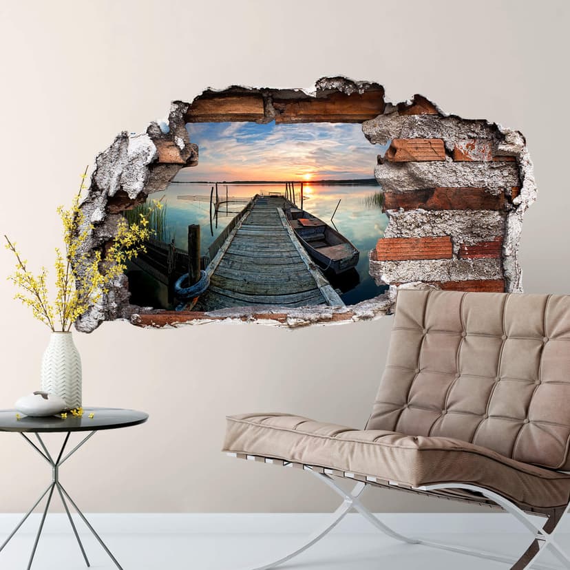 Adesivo 3D - Tramonto al lago