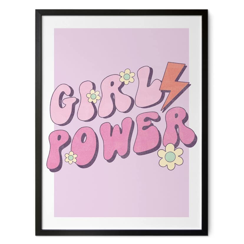 Poster tipografico Girl Power Retro Lettering Viola