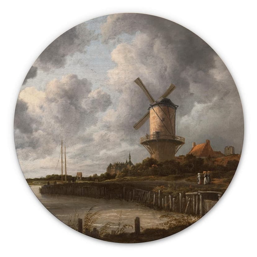 Stampa su legno Van Ruisdael - Il mulino a vento di Wijk - Rotondo