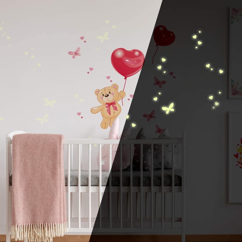 Adesivo murale - Orsacchiotto con palloncino + adesivi murali luminosi