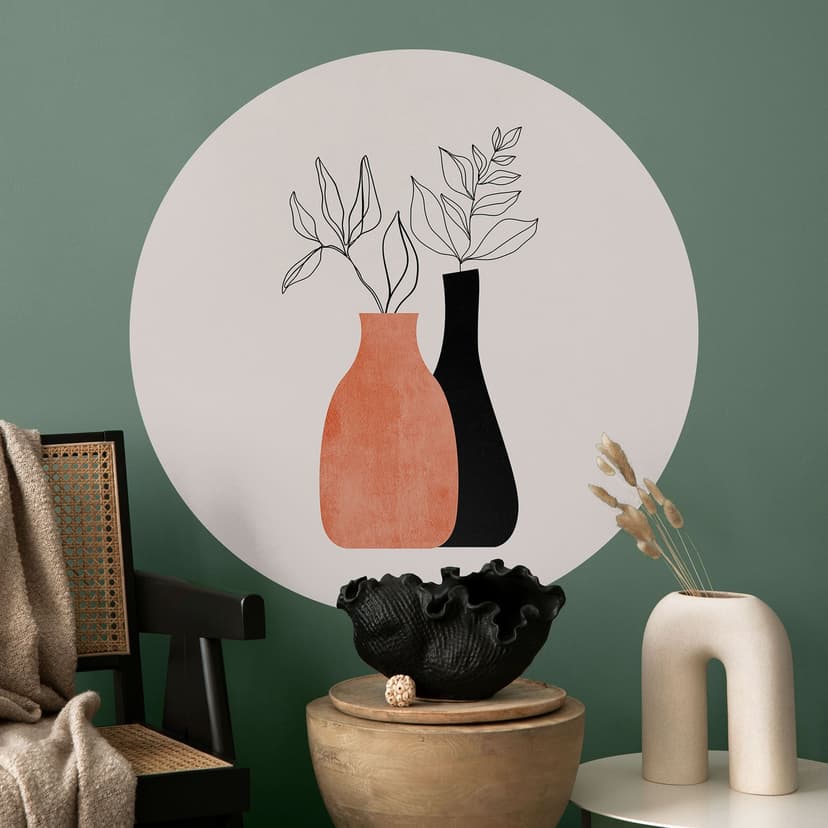 Adesivo murale Vasi in nero e arancio - Kubistika