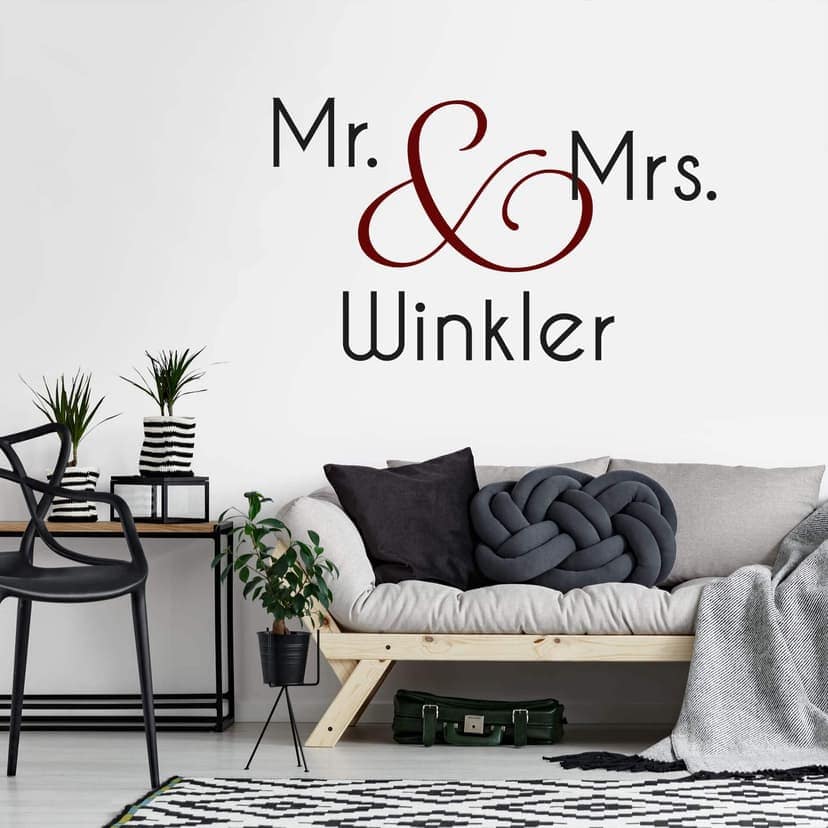 Adesivi murale + Nome Mr. & Mrs. (bicolore)