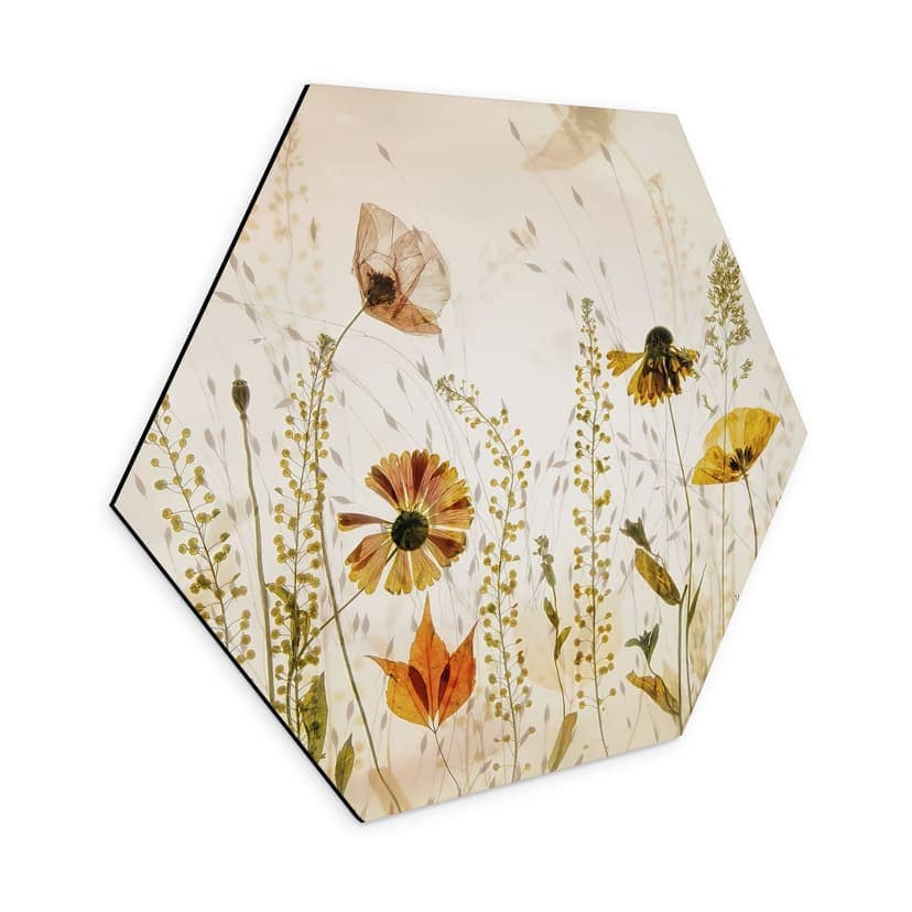 Murale esagonale Fiori di campo alla luce del sole - Talen - Alu-Dibond