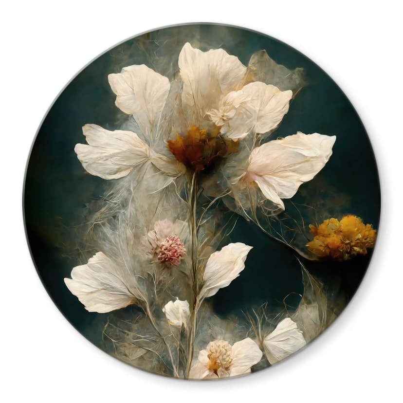 Stampa su vetro Splendore floreale transitorio - Treechild - Rotondo
