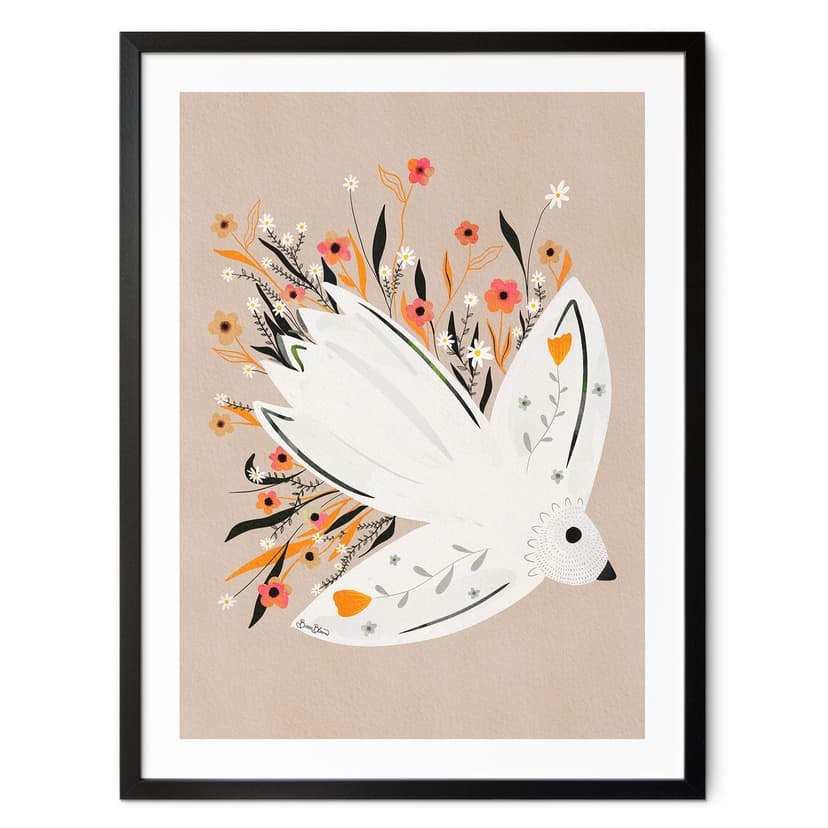 Poster Colomba della pace con piccoli fiori - Bloom