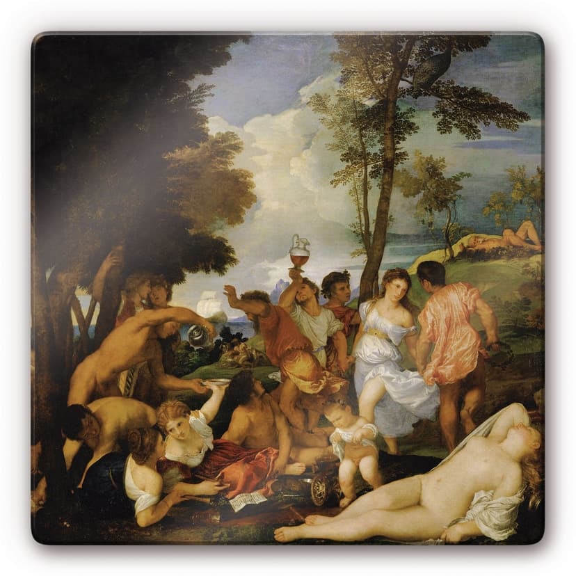 Quadro su vetro Tiziano - Il Baccanale